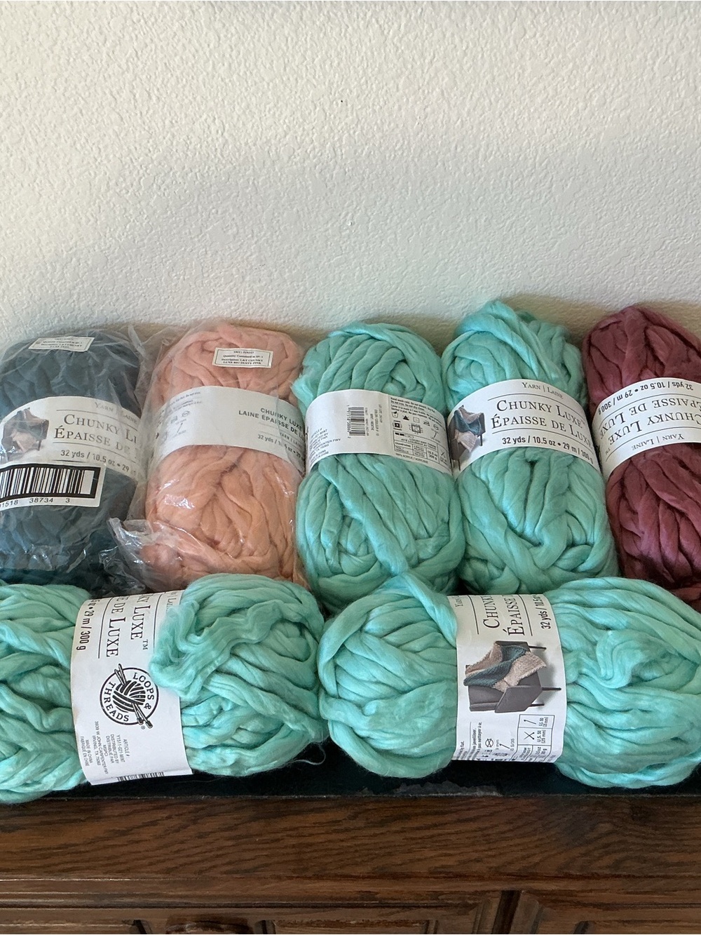 Loops And Thread Chunky Luxe Acrylic Yarn Mint Teal Dusty Pink